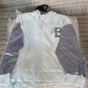 Light Blue Hoodie with Cartoon Patch